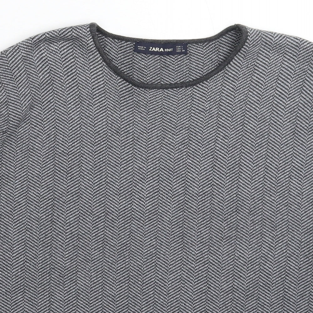 Zara Womens Grey Striped  Pullover Jumper Size L