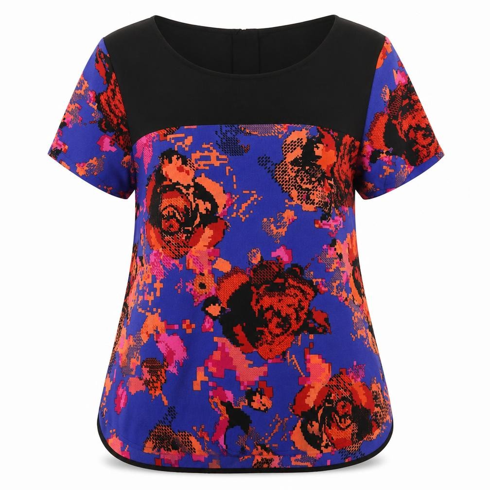 Marks and Spencer Womens Multicoloured Floral  Basic T-Shirt Size 14