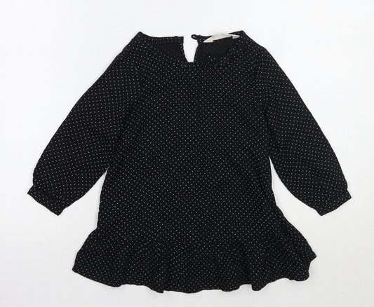 H&M Girls Black Polka Dot  Basic Blouse Size 2 Years