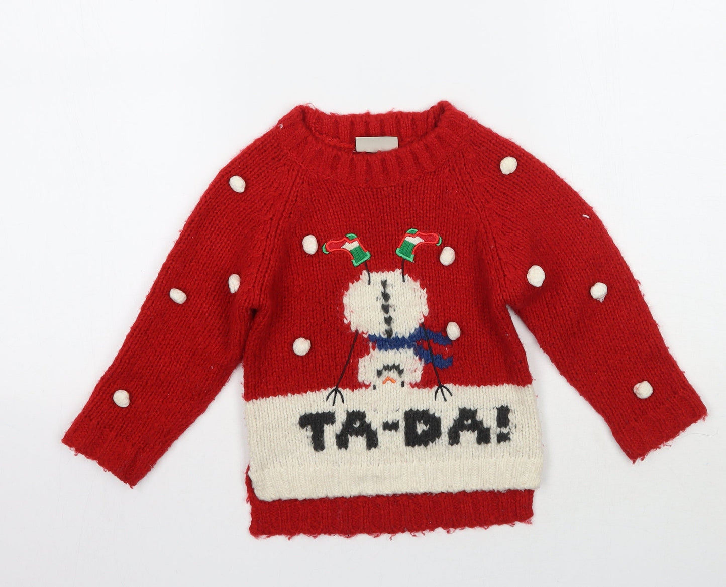 NEXT Girls Red Polka Dot  Pullover Jumper Size 3 Years
