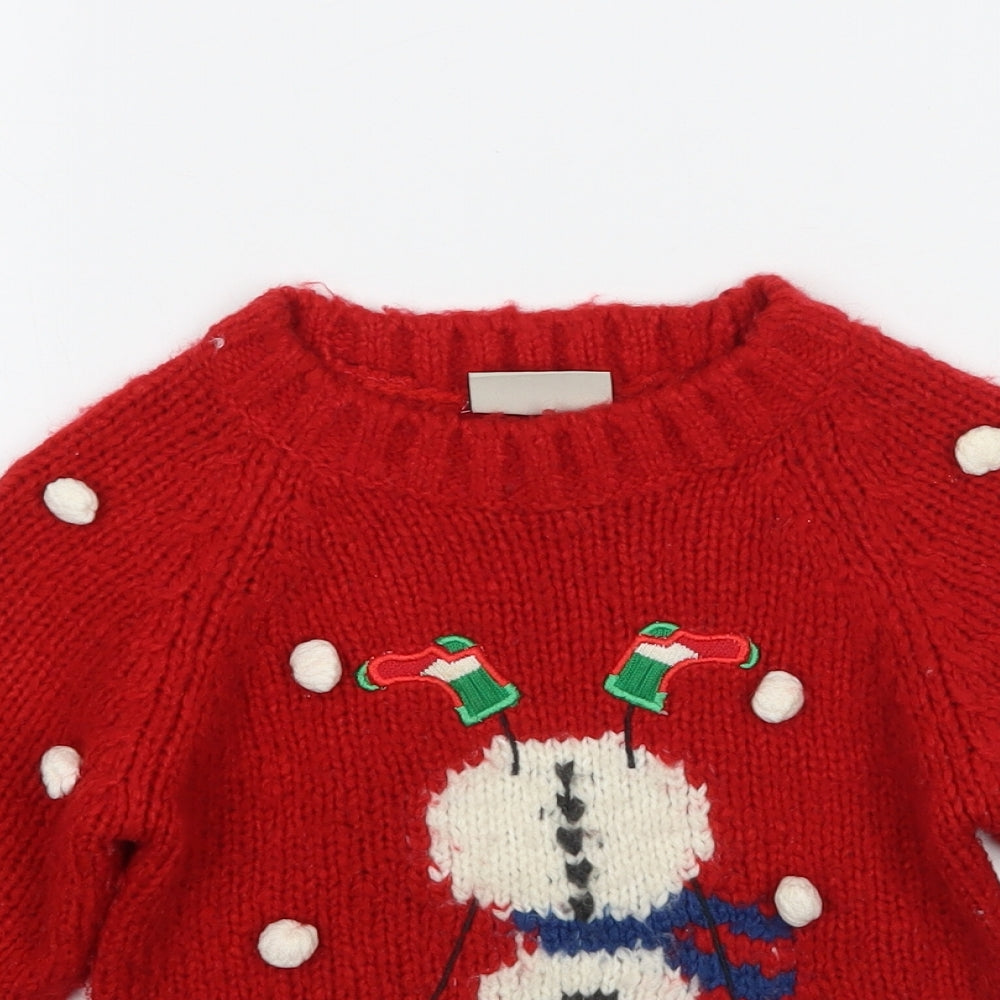 NEXT Girls Red Polka Dot  Pullover Jumper Size 3 Years