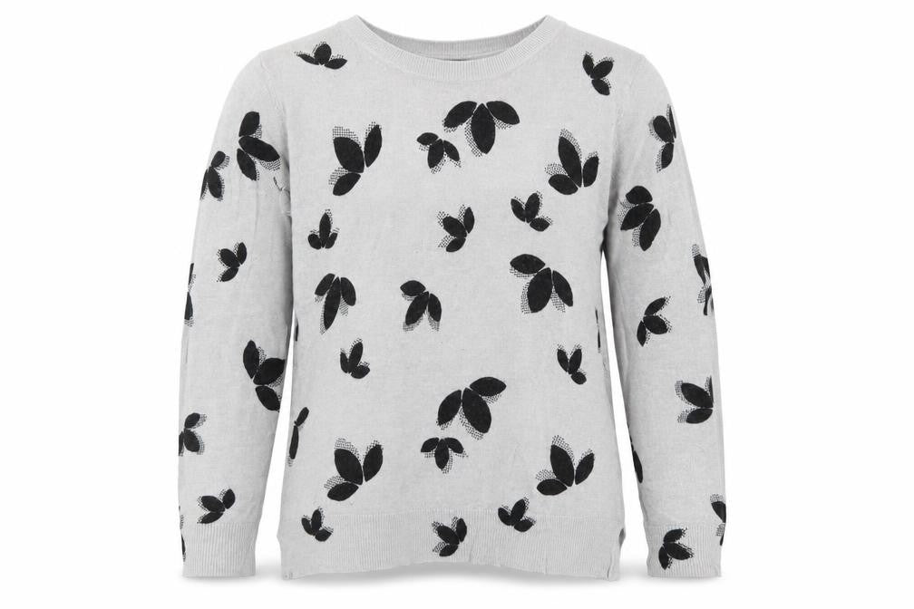 Marks and Spencer Womens Grey Floral Knit Pullover Jumper Size 12  - Leaf Print