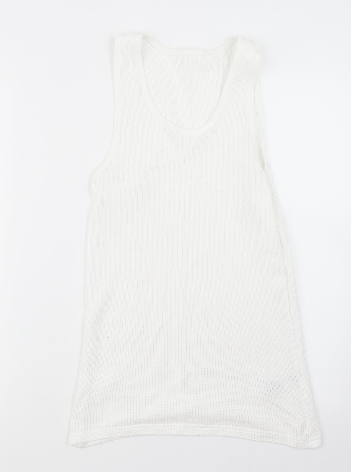 Marks and Spencer Womens White  Knit Basic T-Shirt Size S  - Long