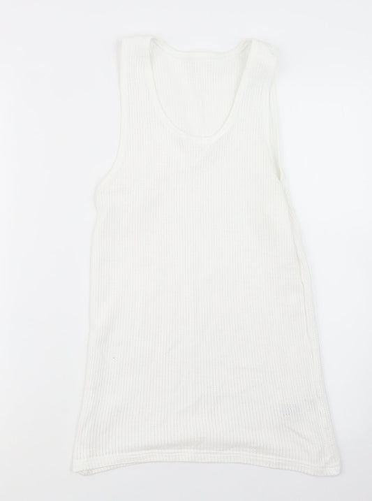 Marks and Spencer Womens White  Knit Basic T-Shirt Size S  - Long