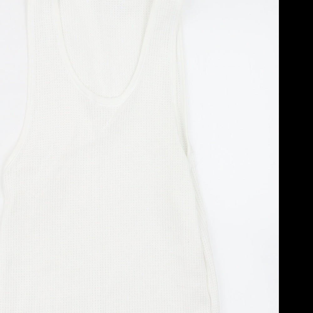 Marks and Spencer Womens White  Knit Basic T-Shirt Size S  - Long