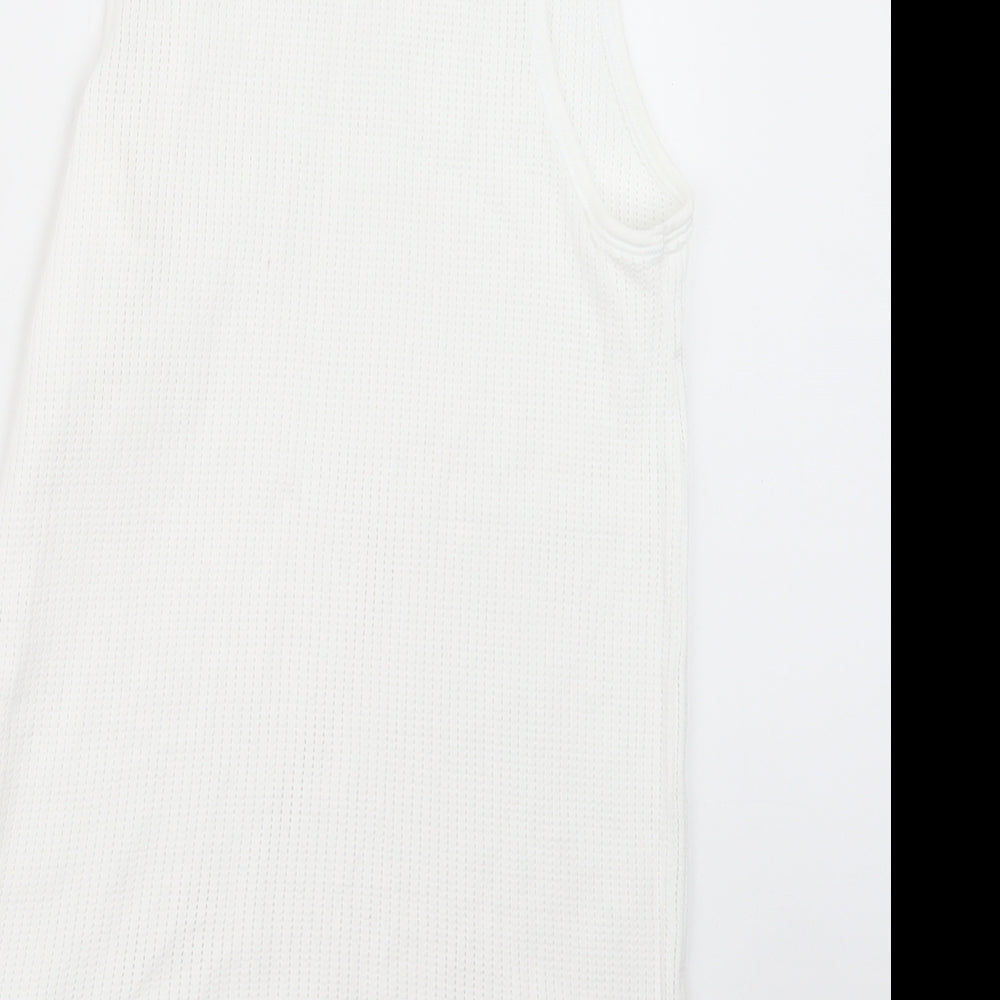 Marks and Spencer Womens White  Knit Basic T-Shirt Size S  - Long