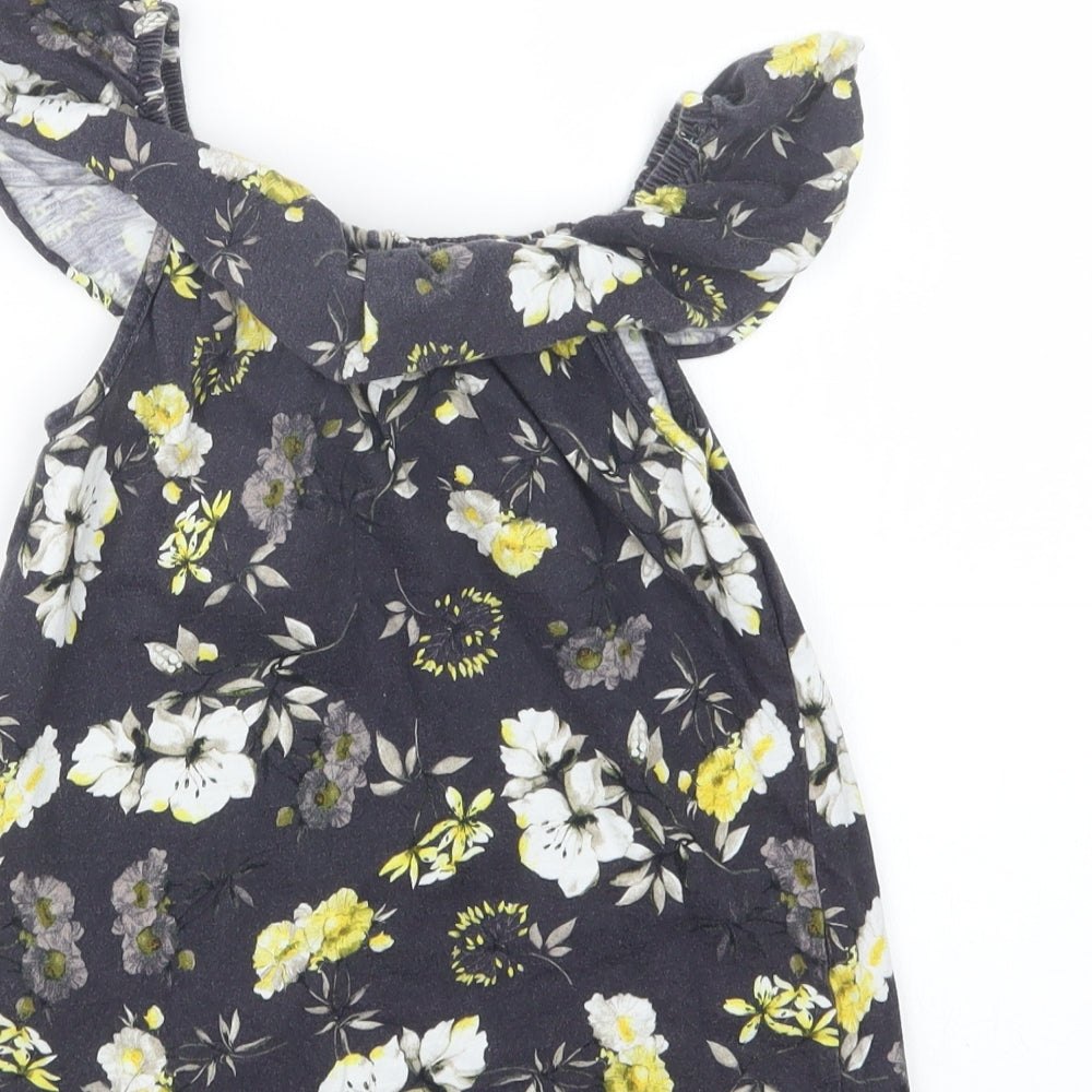 NEXT Girls Black Floral  Basic T-Shirt Size 7 Years