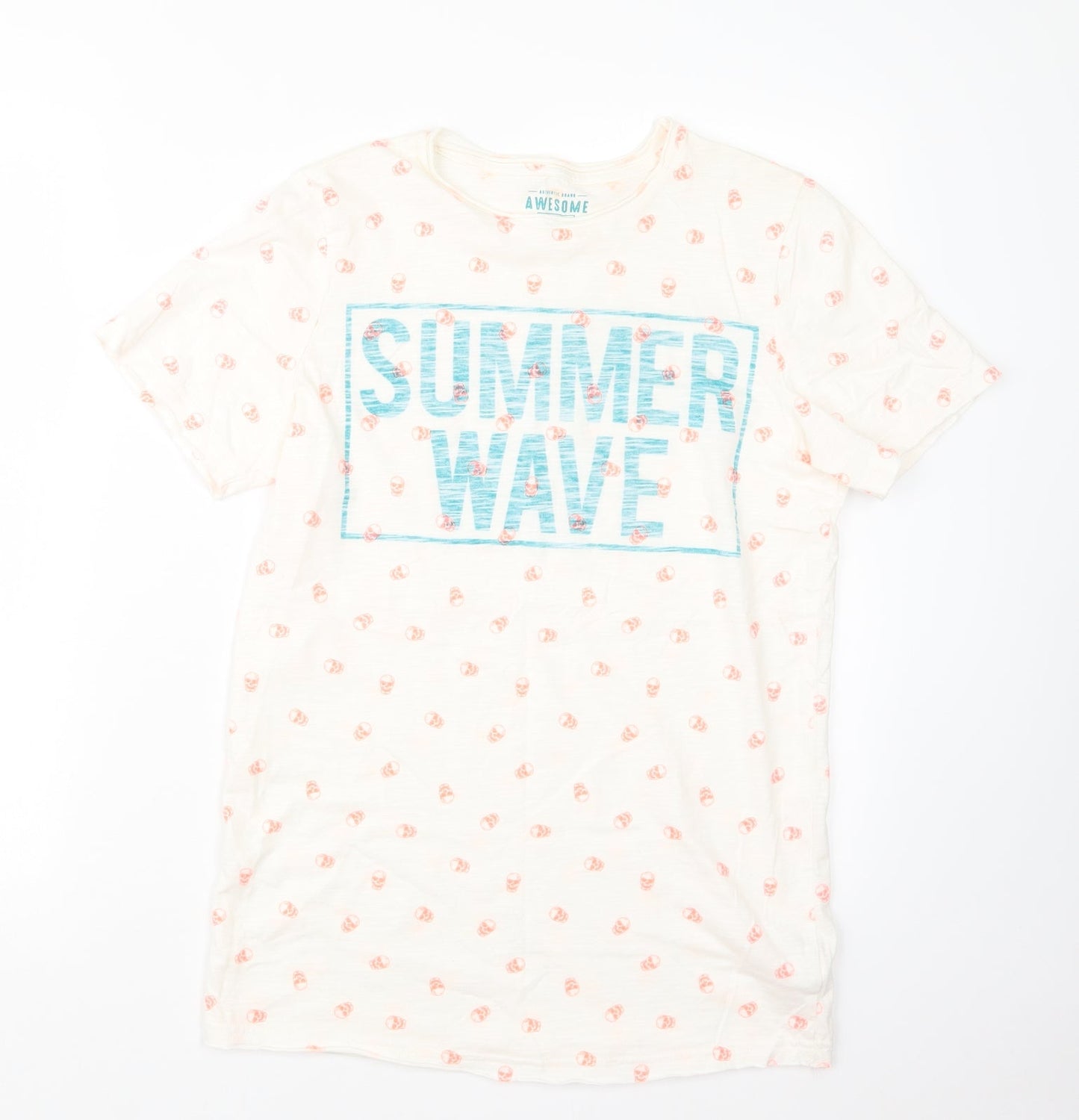 F&F Boys White Geometric  Basic T-Shirt Size 12-13 Years