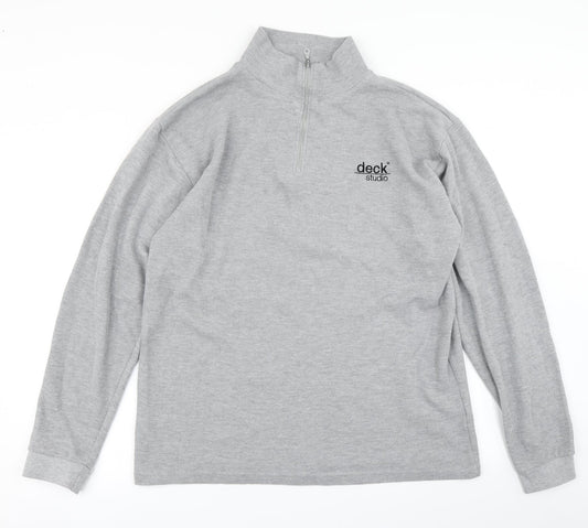 deck Mens Grey   Pullover Sweatshirt Size L