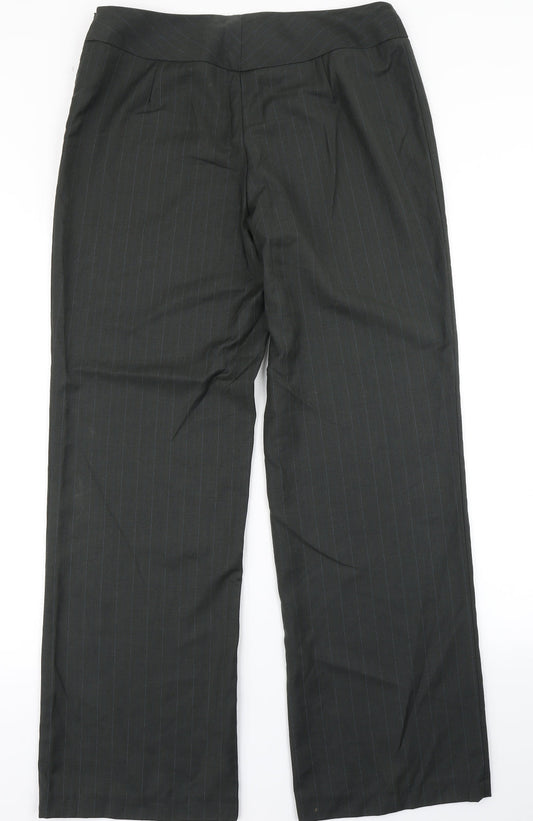 Klass Womens Green Striped  Dress Pants Trousers Size 14 L29 in