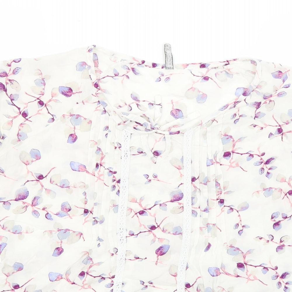 Lee Cooper Womens White Floral  Basic Blouse Size M