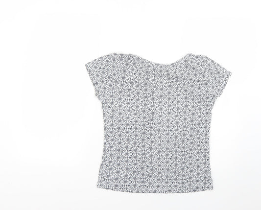 Debenhams Womens Grey Geometric  Basic T-Shirt Size 10