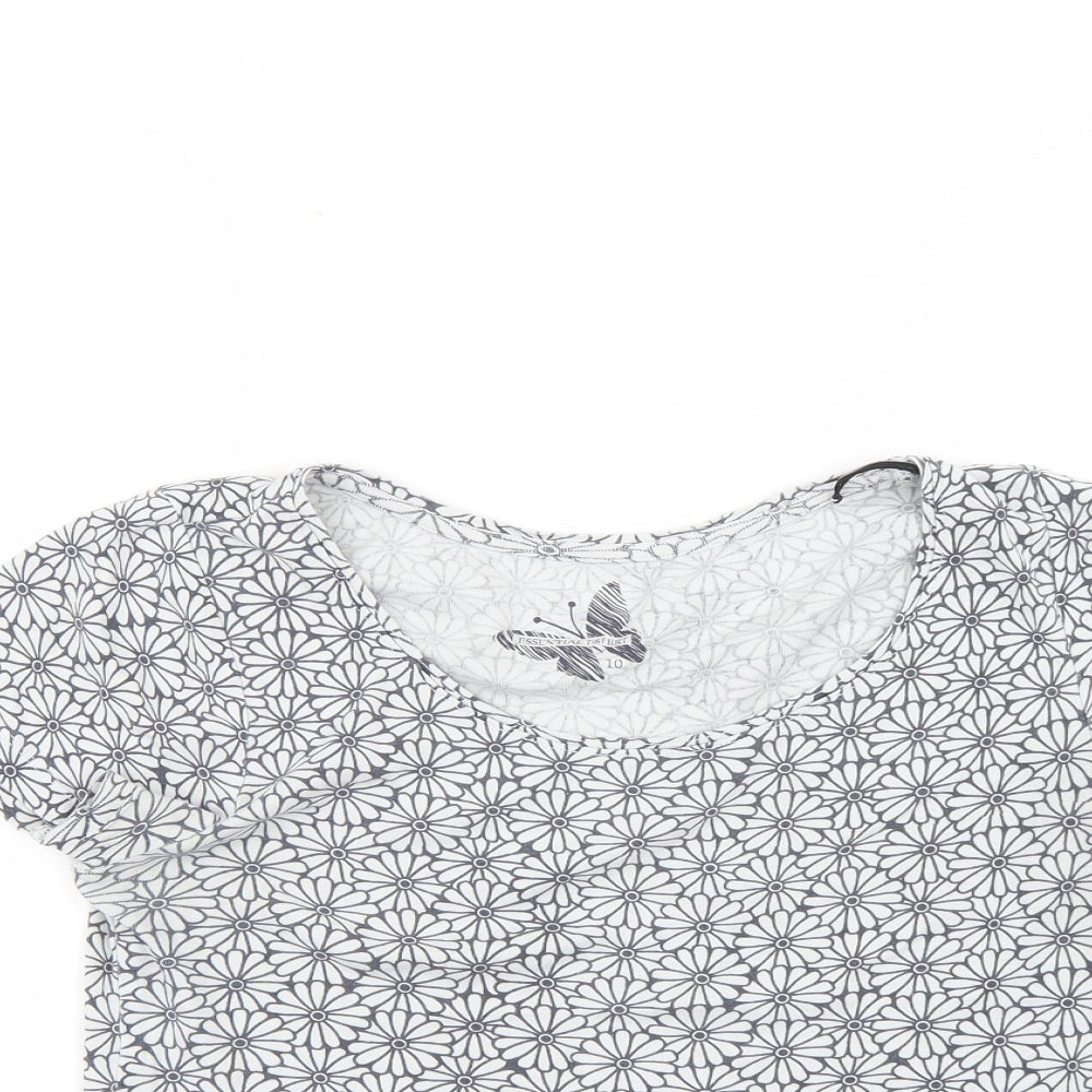 Debenhams Womens Grey Geometric  Basic T-Shirt Size 10
