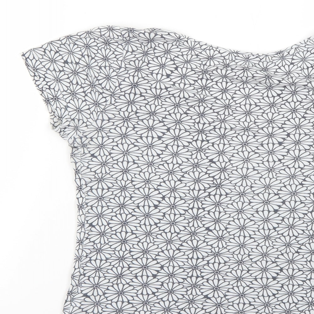 Debenhams Womens Grey Geometric  Basic T-Shirt Size 10