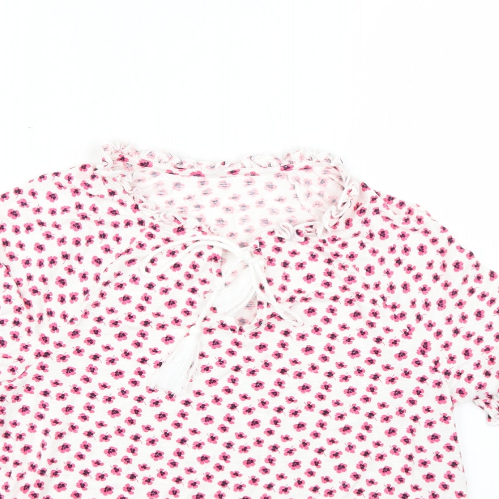 Marks and Spencer Womens Multicoloured Floral  Basic T-Shirt Size 8