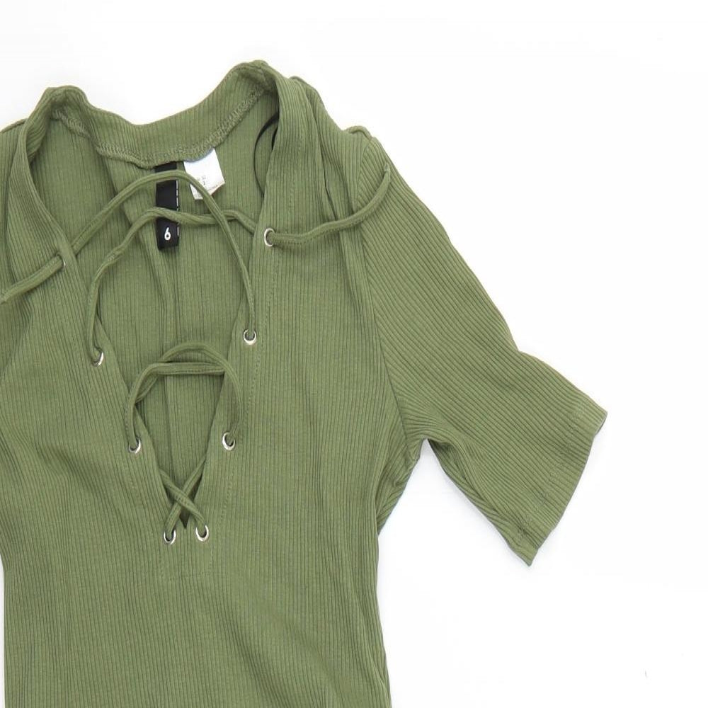 H&M Womens Green   Fit & Flare  Size 6