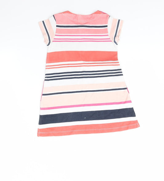 Max Girls White Striped  T-Shirt Dress  Size 5 Years