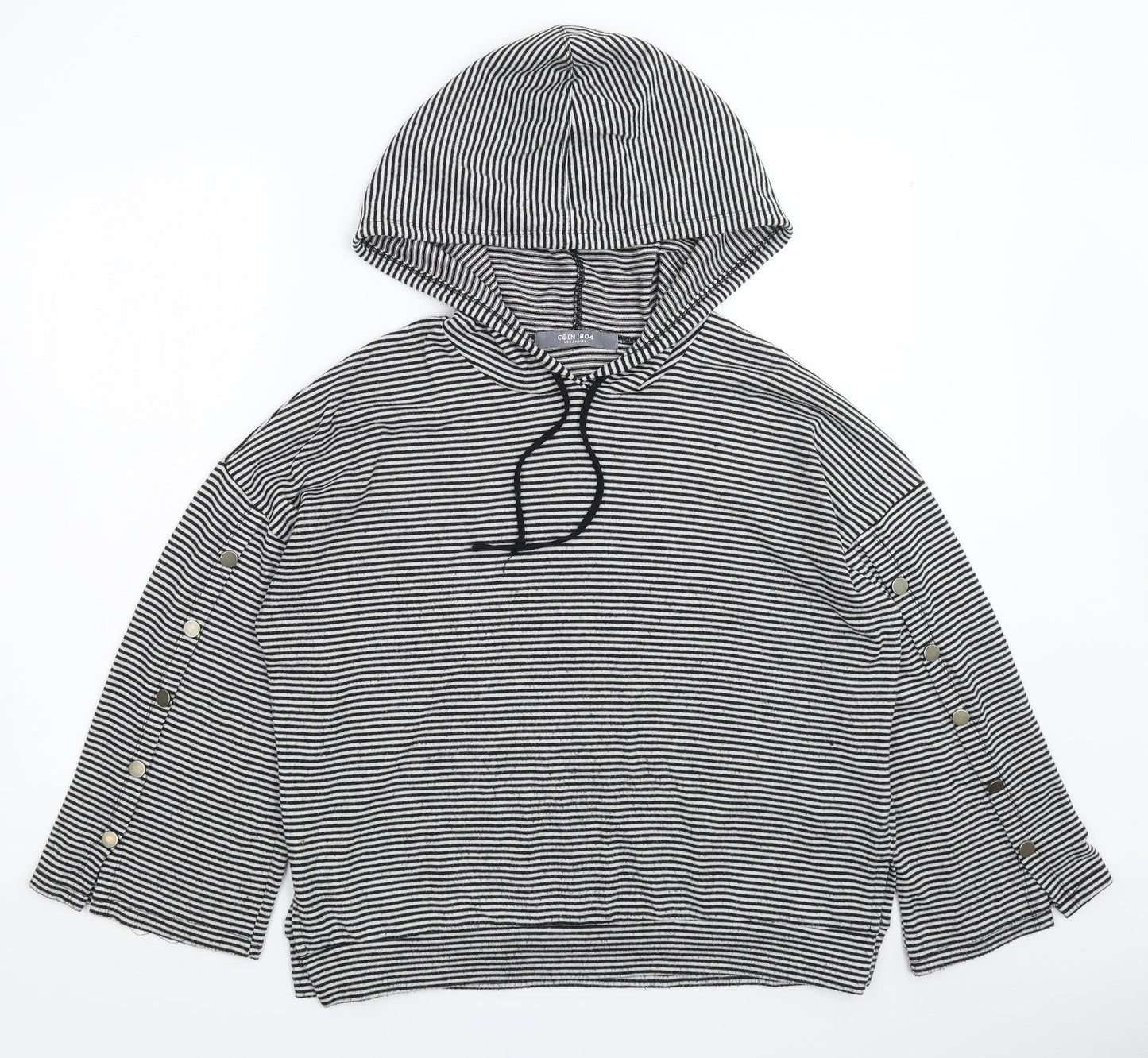 COIN 1804 Womens Multicoloured Striped  Pullover Hoodie Size S