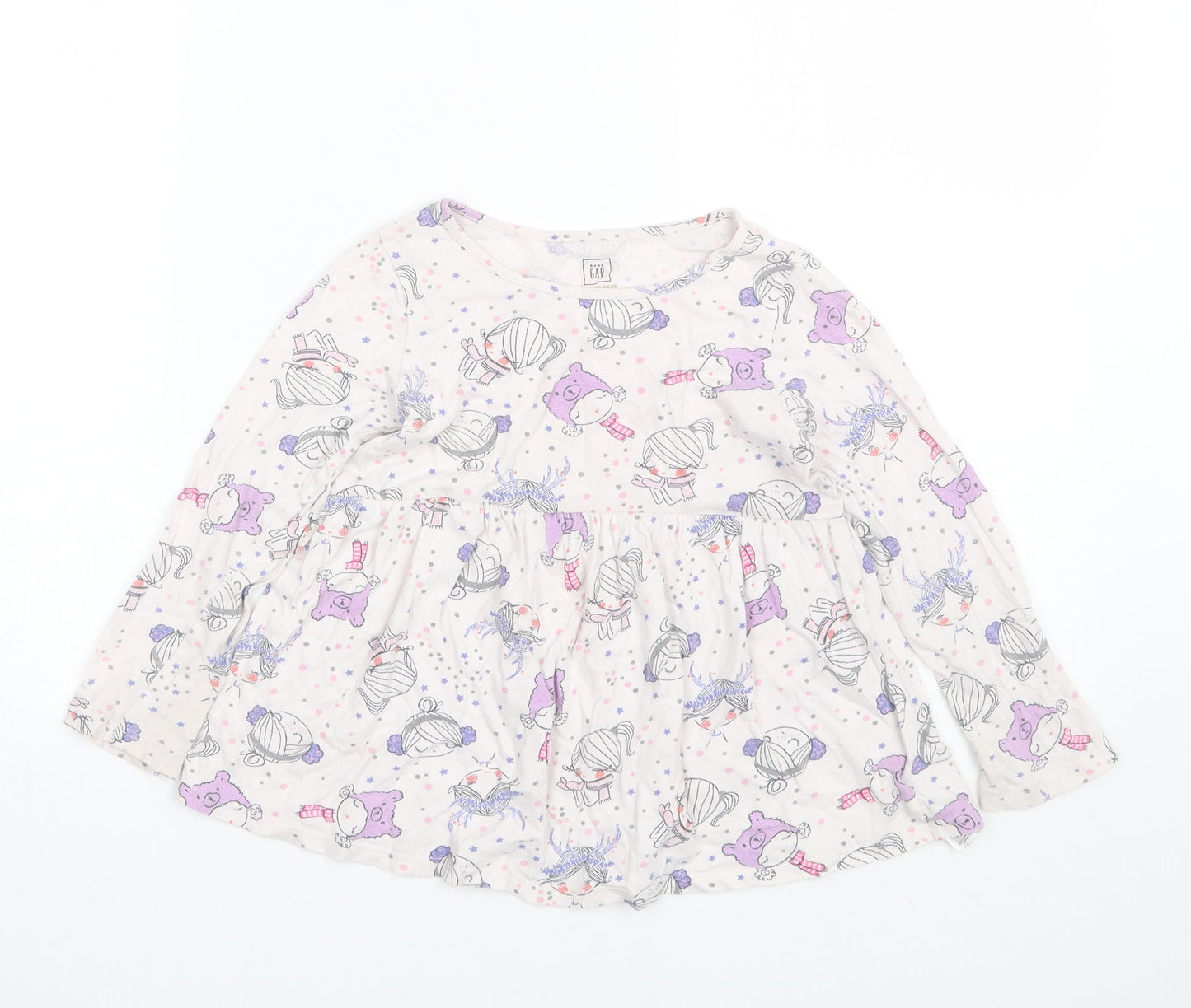 Gap Girls White Polka Dot  T-Shirt Dress  Size 5 Years
