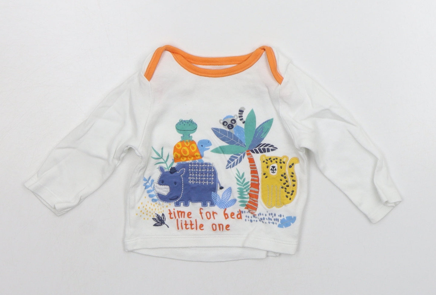 Nutmeg Baby White   Basic T-Shirt Size 6-9 Months  - ANIMALS