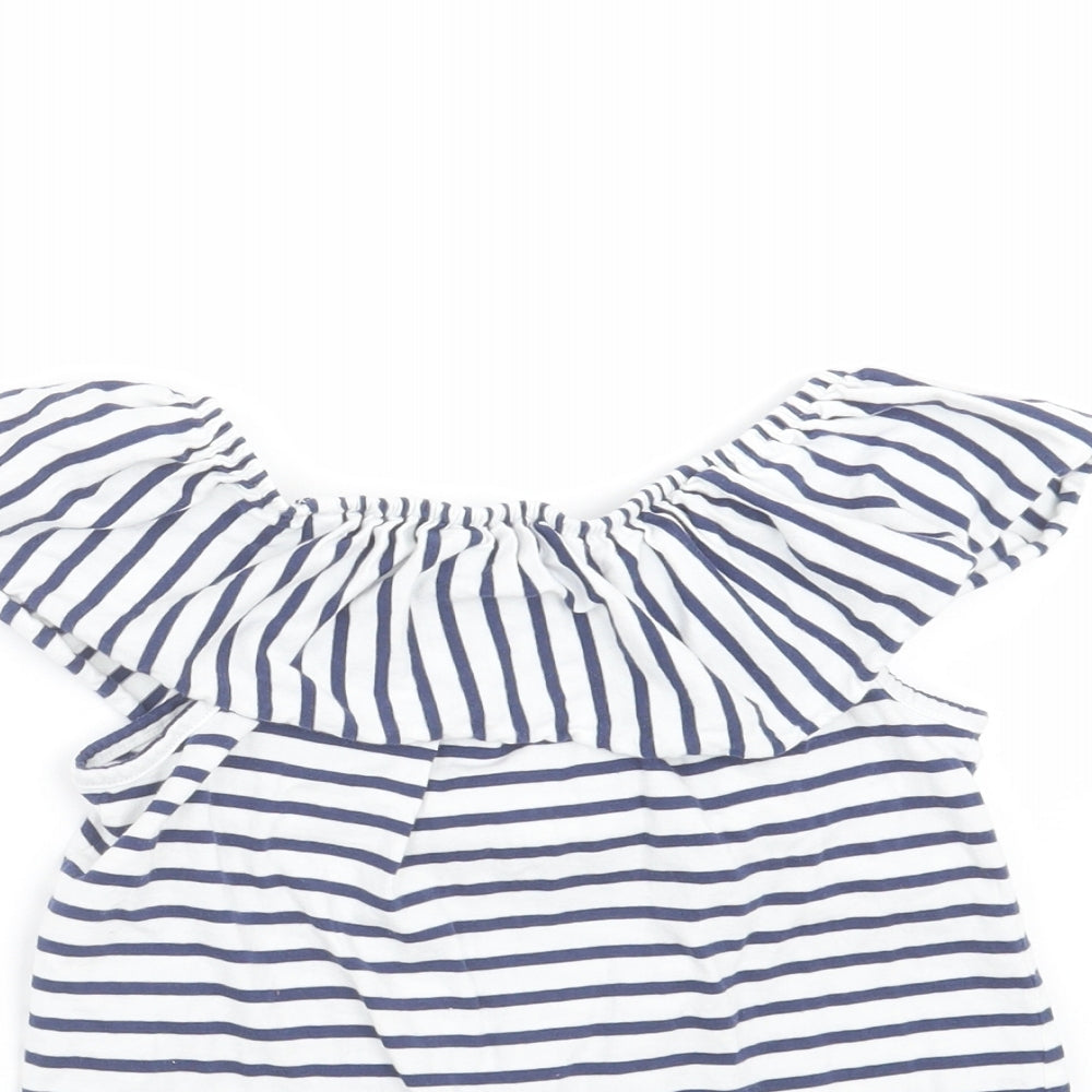 NEXT Girls White Striped  Basic T-Shirt Size 4 Years