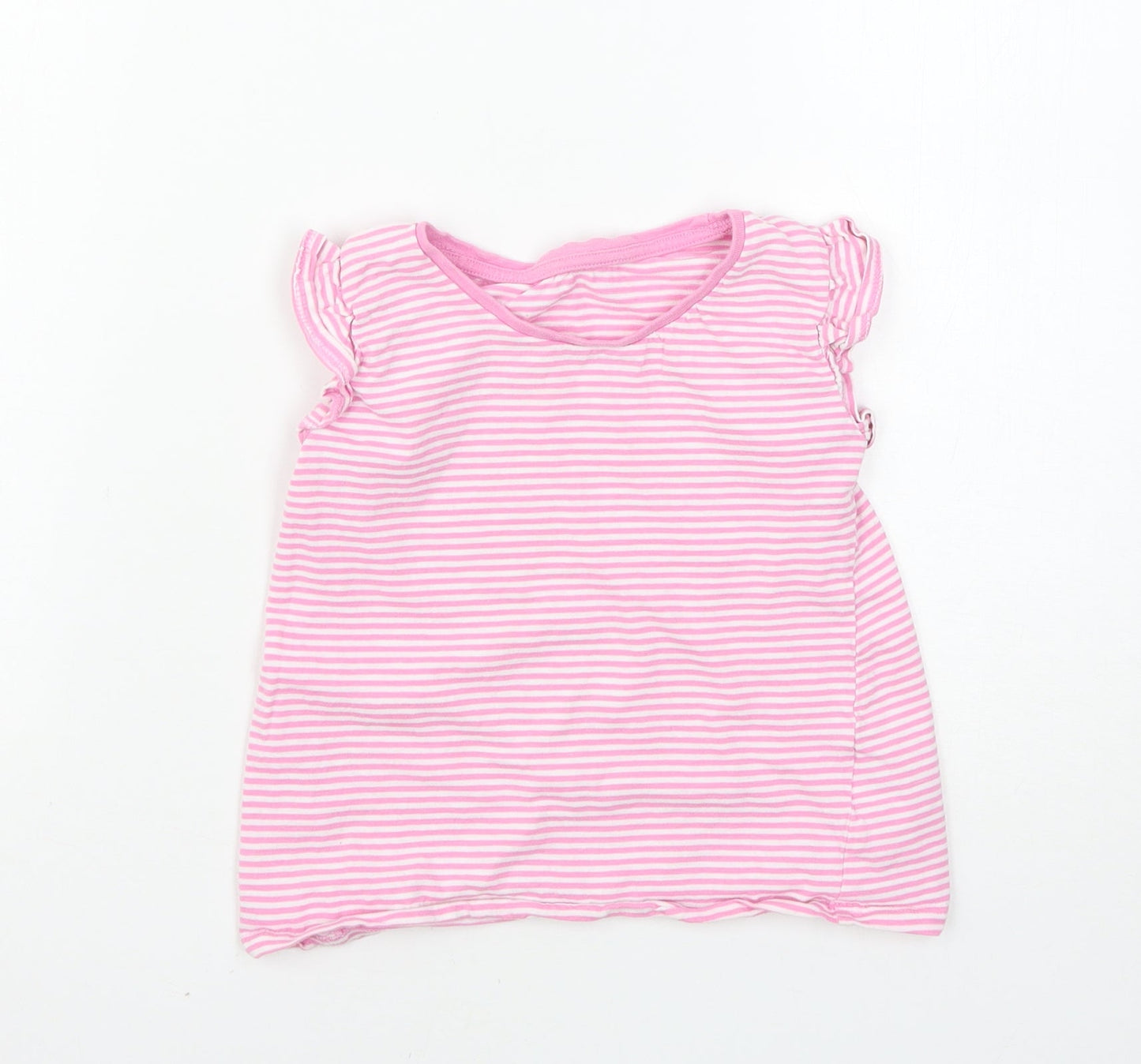 Matalan Girls Pink Striped  Basic T-Shirt Size 5-6 Years