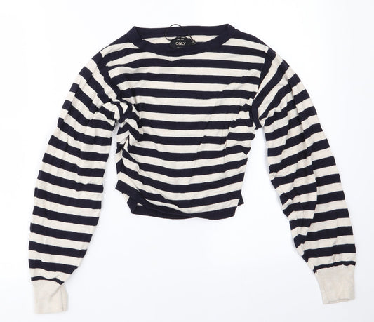 Only Womens Blue Striped  Pullover Jumper Size XS