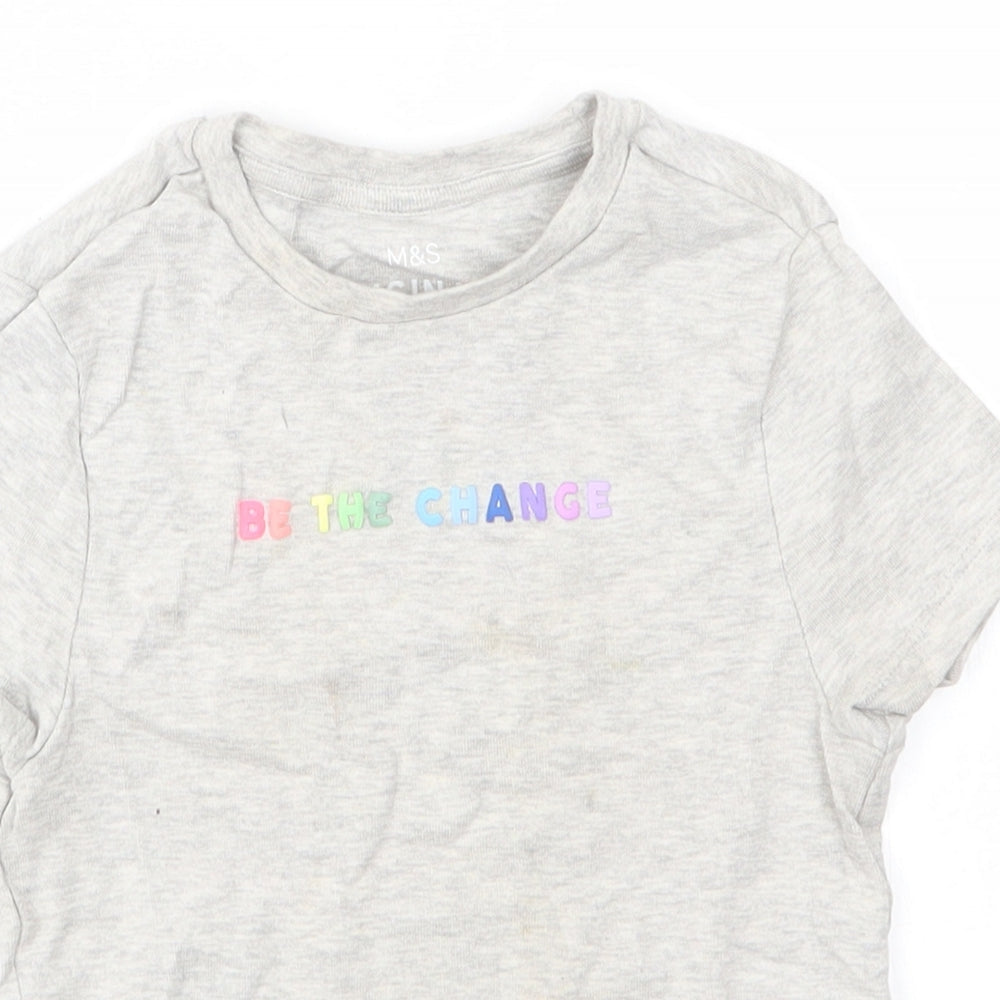 M&S Girls Grey   Basic T-Shirt Size 8-9 Years