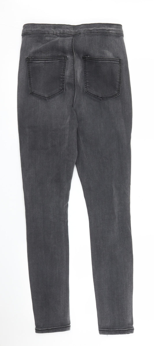 PRETTYLITTLETHING Womens Black  Denim Skinny Jeans Size 10 L27 in