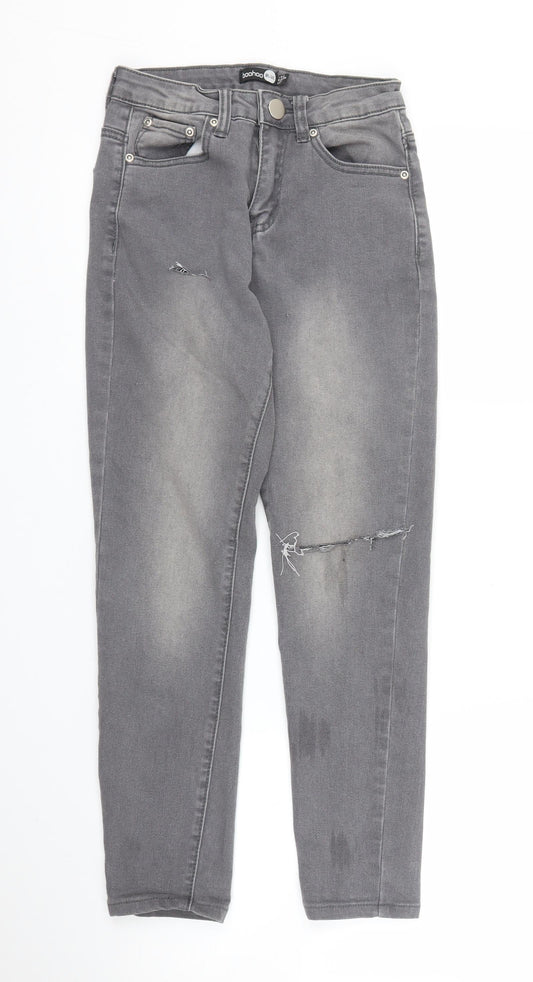 Boohoo Womens Grey  Denim Skinny Jeans Size 6 L24 in