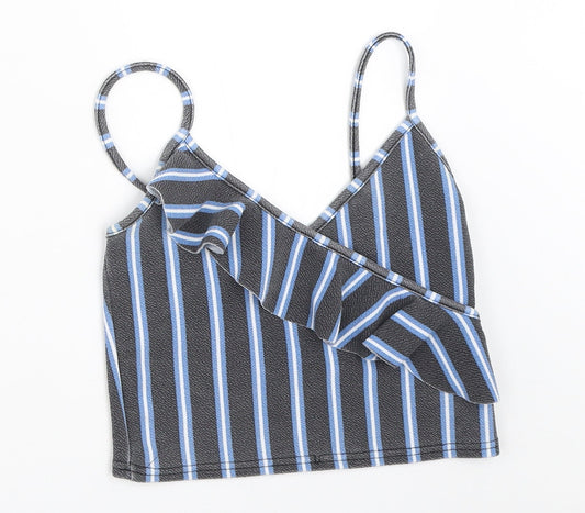 Boohoo Womens Grey Striped  Camisole Tank Size 6