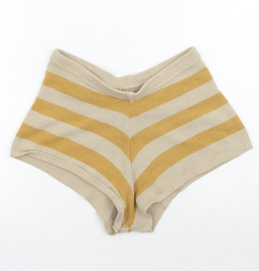 Nasty Gal Womens Beige Striped  Bermuda Shorts Size S
