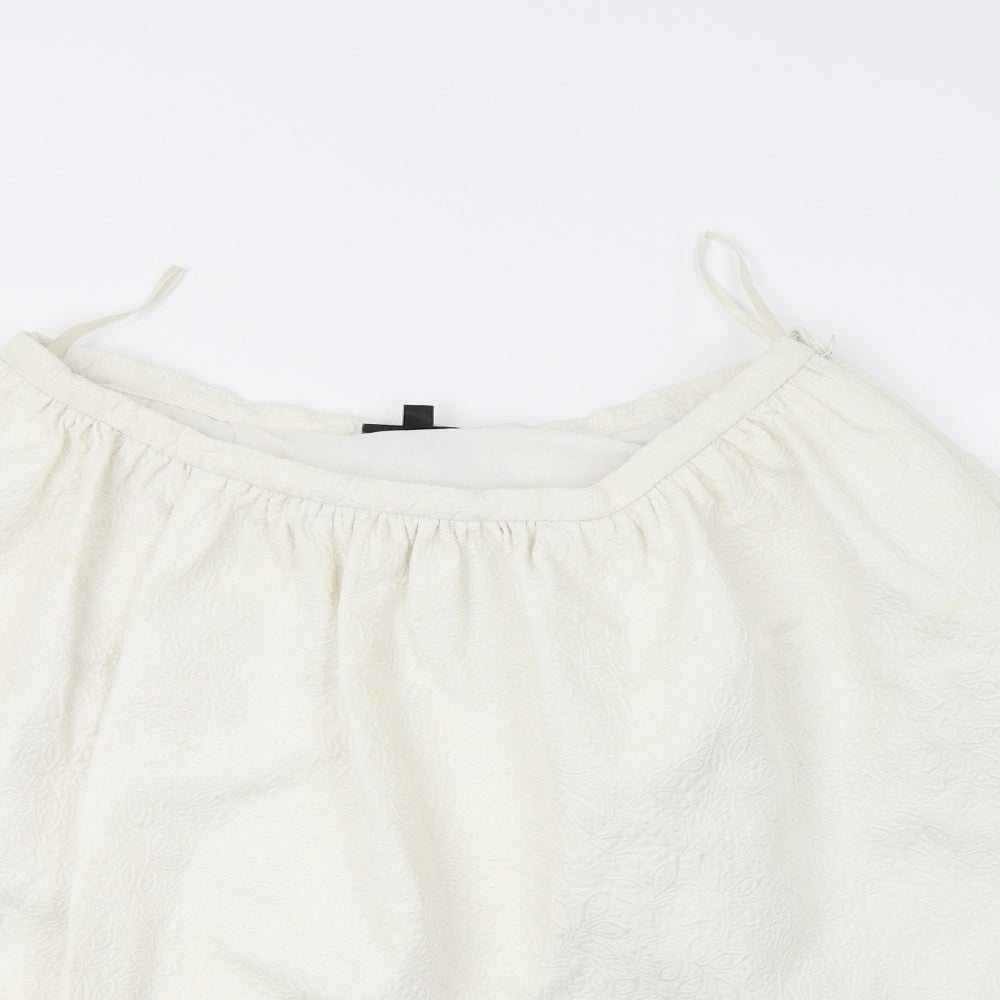Topshop Womens Ivory Floral  A-Line Skirt Size 14