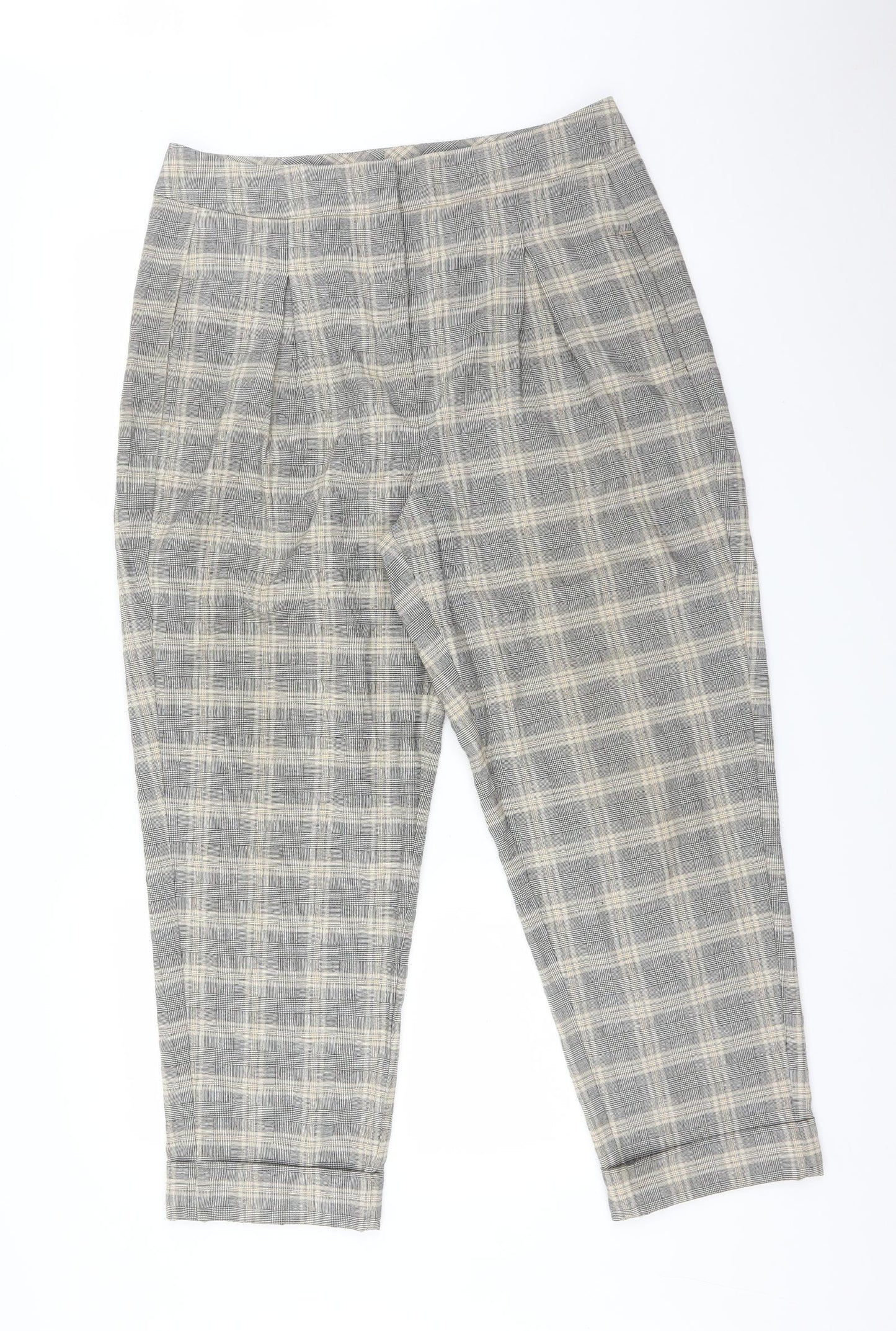 M&S Womens Multicoloured Check  Trousers  Size 14 L25 in