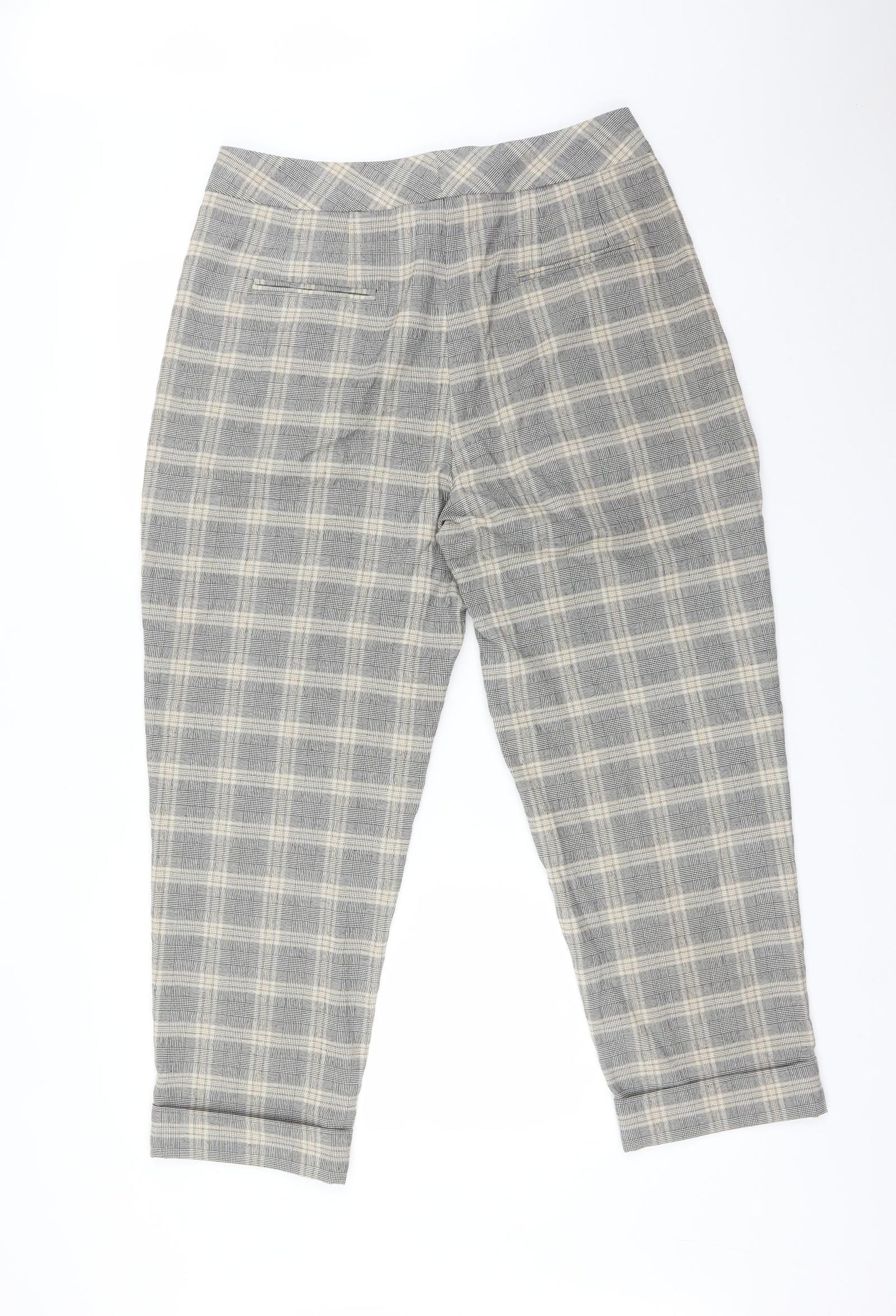 M&S Womens Multicoloured Check  Trousers  Size 14 L25 in