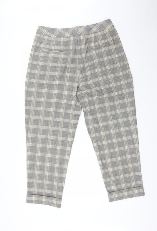 M&S Womens Multicoloured Check  Trousers  Size 14 L25 in