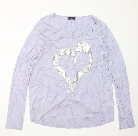 M&Co Womens Purple  Knit Pullover Jumper Size 14