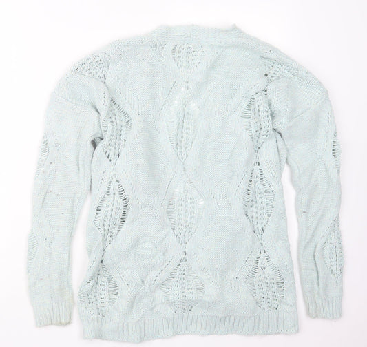 Warehouse Womens Blue  Knit Cardigan Jumper Size 8