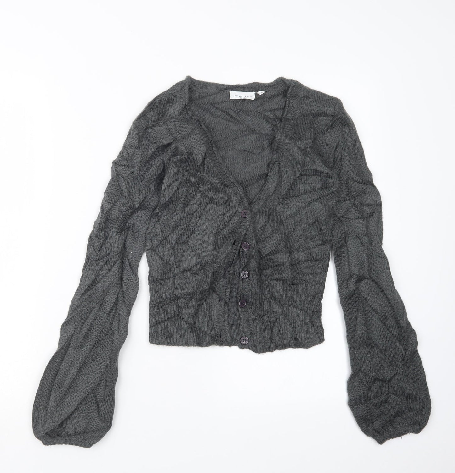 New Look Womens Grey  Knit Cardigan Jumper Size 6