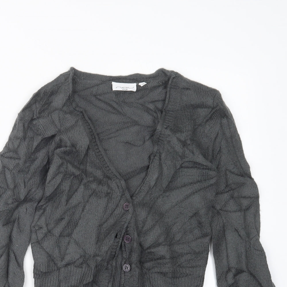 New Look Womens Grey  Knit Cardigan Jumper Size 6