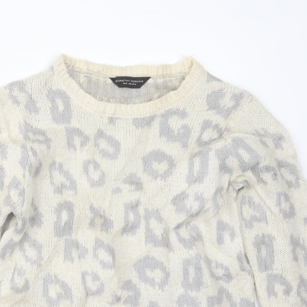 Dorothy Perkins Womens White  Knit Pullover Jumper Size 10