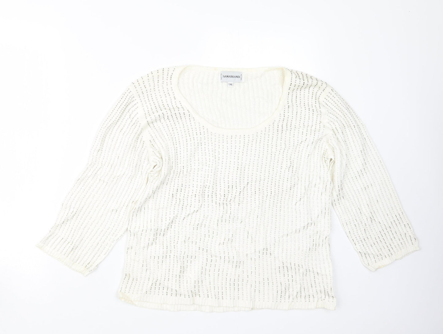 SAMARKAND Womens White  Knit Pullover Jumper Size M