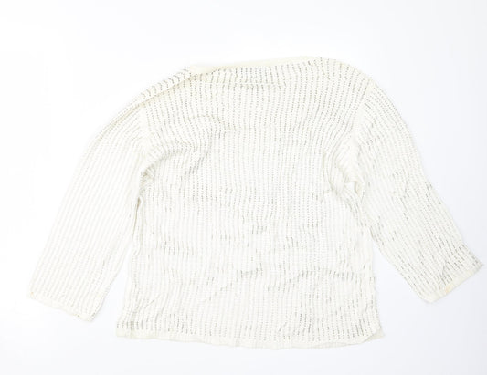 SAMARKAND Womens White  Knit Pullover Jumper Size M