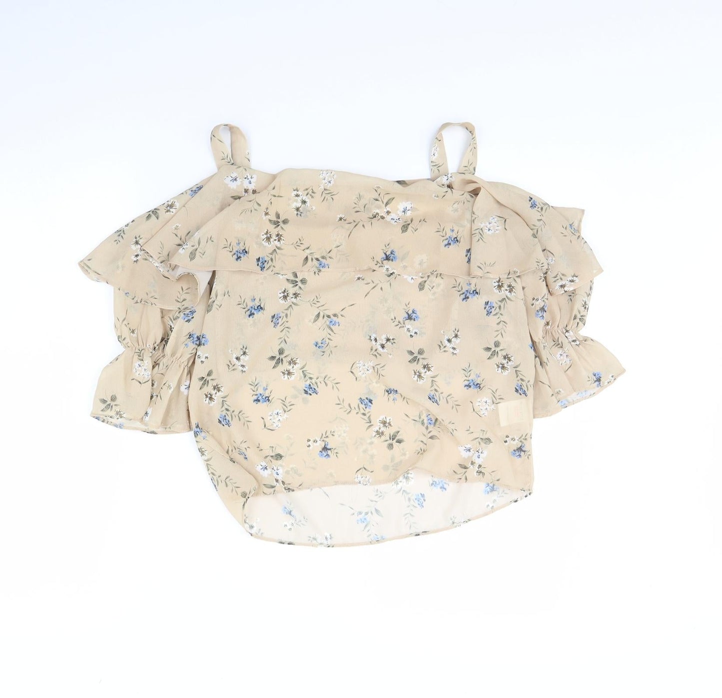 In the Style Womens Beige Floral  Basic Blouse Size 10