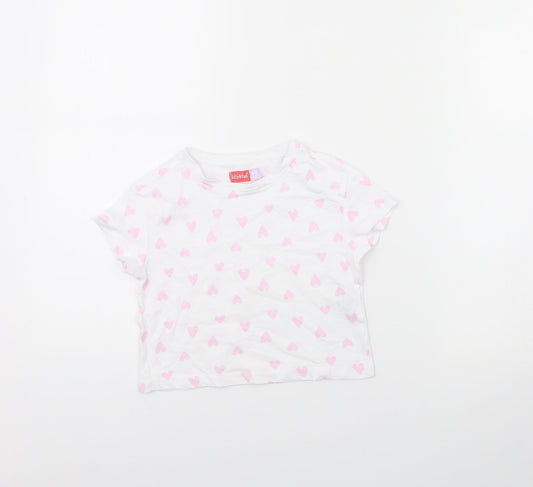 Lily& Dan Girls White Polka Dot  Cropped T-Shirt Size 3 Years