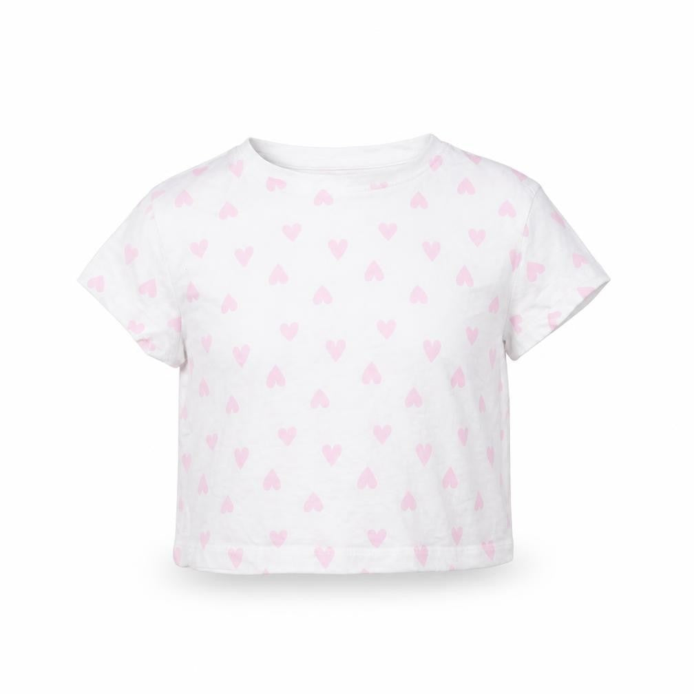 Lily& Dan Girls White Polka Dot  Cropped T-Shirt Size 3 Years