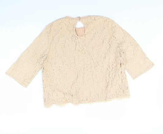 H&M Womens Beige   Basic Blouse Size 14