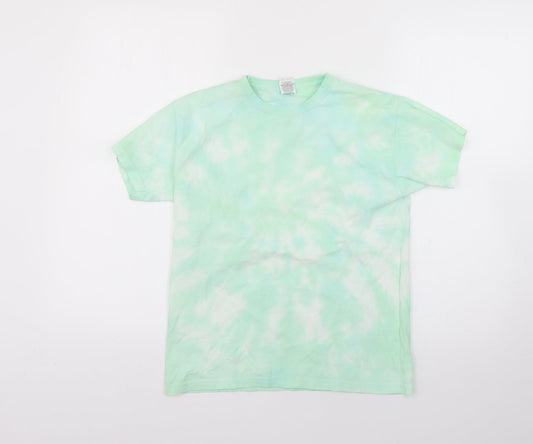 Fruit of the Loom Boys Green Geometric  Basic T-Shirt Size 10-11 Years