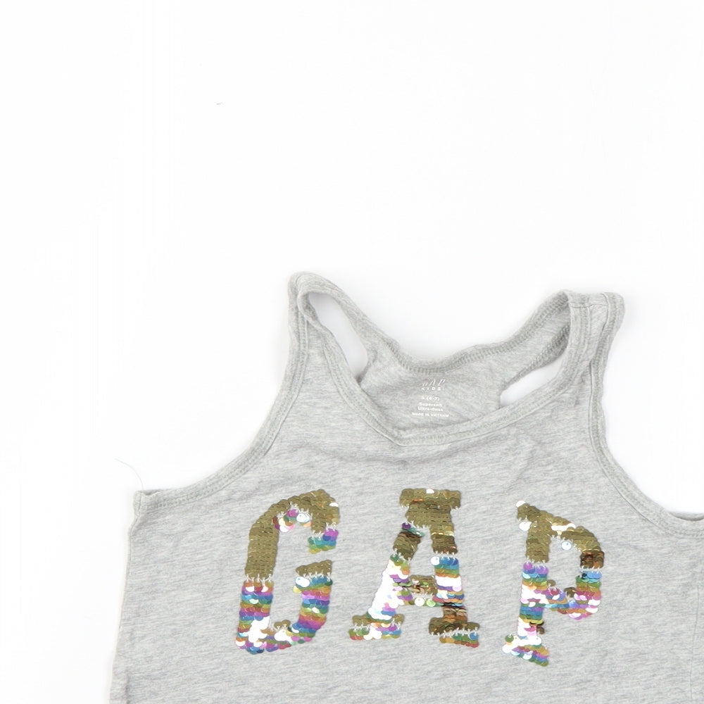 Gap Girls Grey   Basic T-Shirt Size 6-7 Years