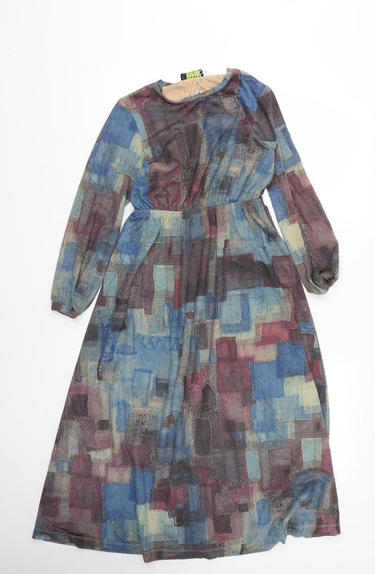 cindy Womens Multicoloured Geometric  Fit & Flare  Size 8